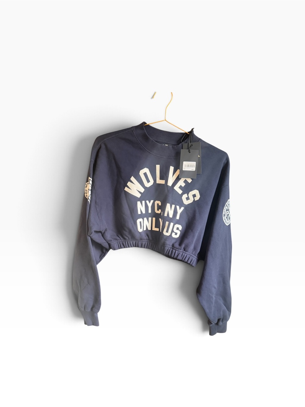 Darc Sport NY Wolves League Gwen Cropped Crewneck Navy Small NWT
